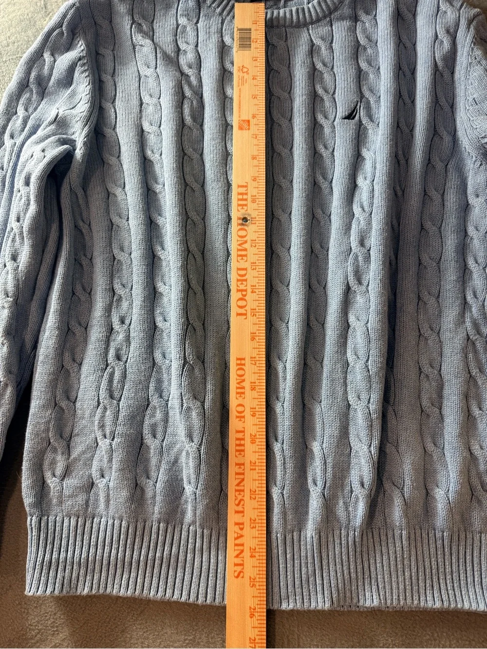 Nautica - Men's Light Blue Cable Knit Crewneck Sweater